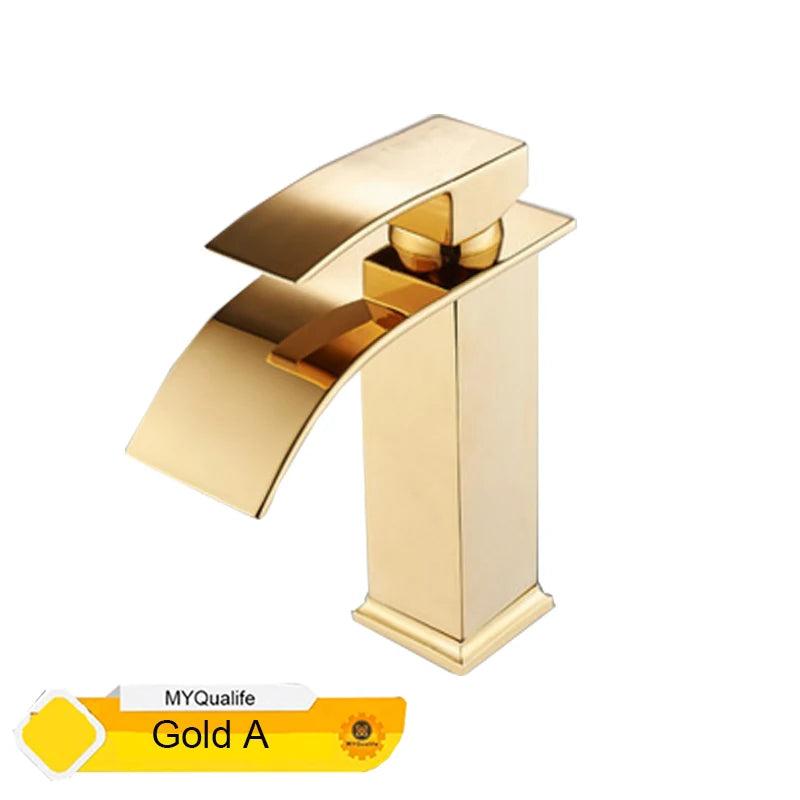 MYQualife Waterfall Bathroom Faucet Single Hole Vessel Sink