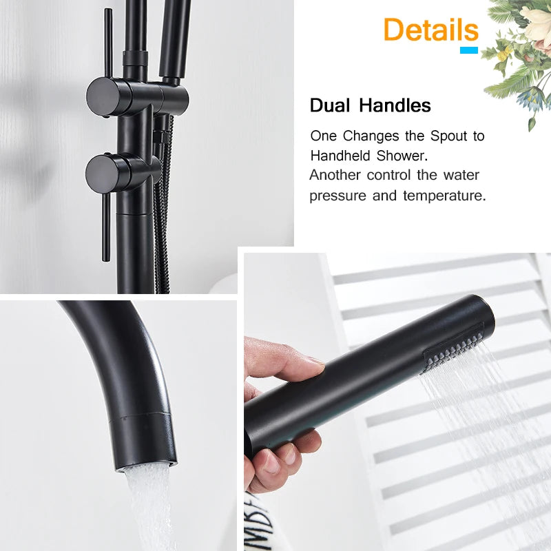 Rozin Floor Standing Bathtub Faucet Big Boss Brushed Finish