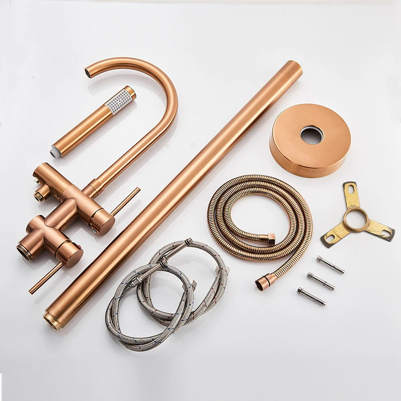 Rozin Floor Standing Bathtub Faucet Big Boss Brushed Finish