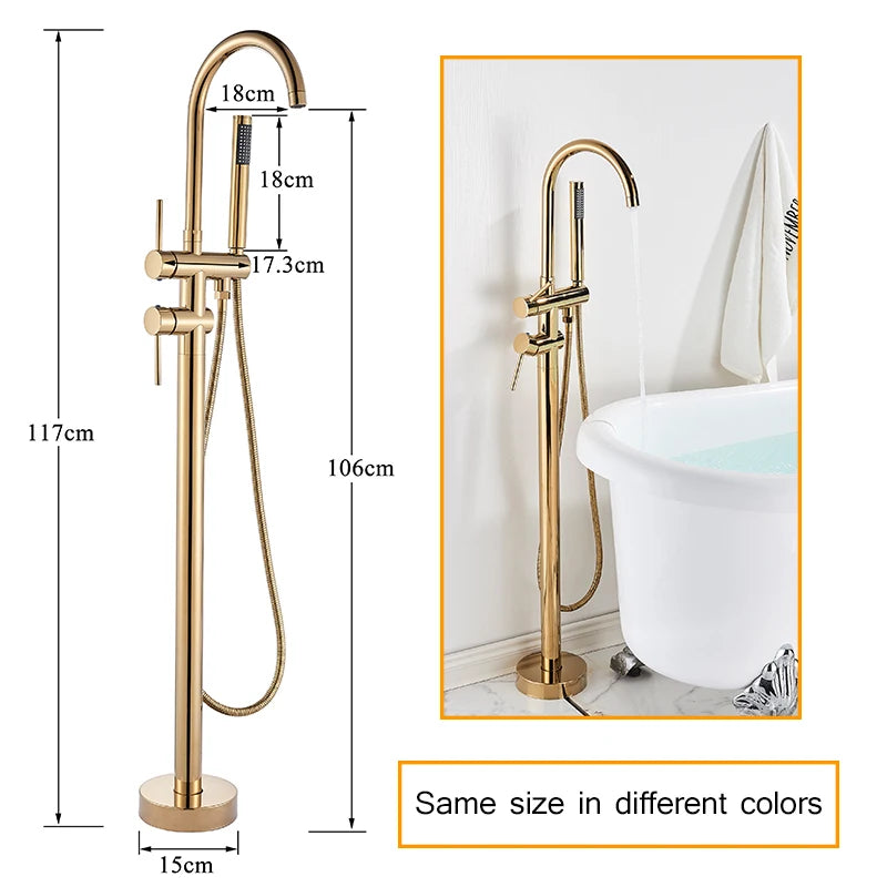 Rozin Floor Standing Bathtub Faucet Big Boss Brushed Finish