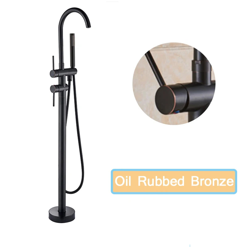 Rozin Floor Standing Bathtub Faucet Big Boss Brushed Finish