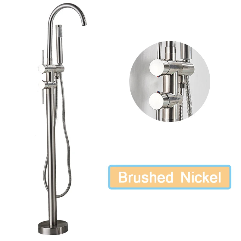 Rozin Floor Standing Bathtub Faucet Big Boss Brushed Finish