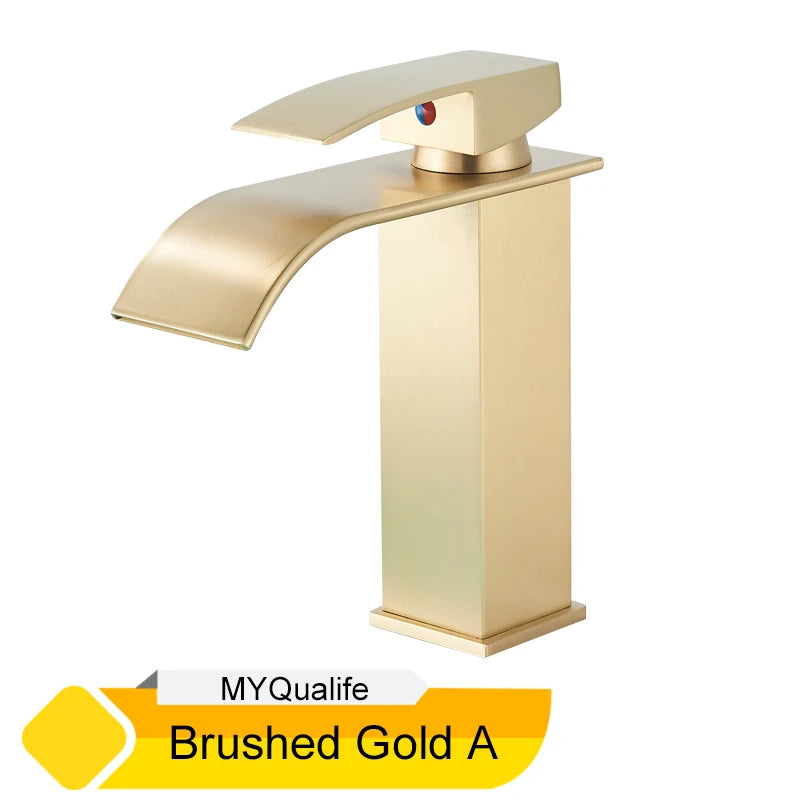 MYQualife Waterfall Bathroom Faucet Single Hole Vessel Sink