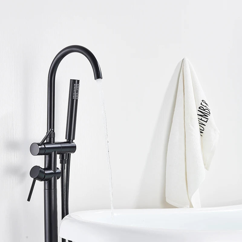 Rozin Floor Standing Bathtub Faucet Big Boss Brushed Finish