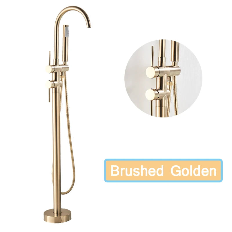 Rozin Floor Standing Bathtub Faucet Big Boss Brushed Finish