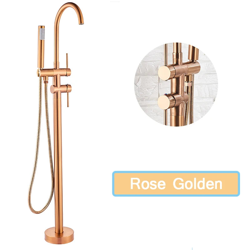 Rozin Floor Standing Bathtub Faucet Big Boss Brushed Finish