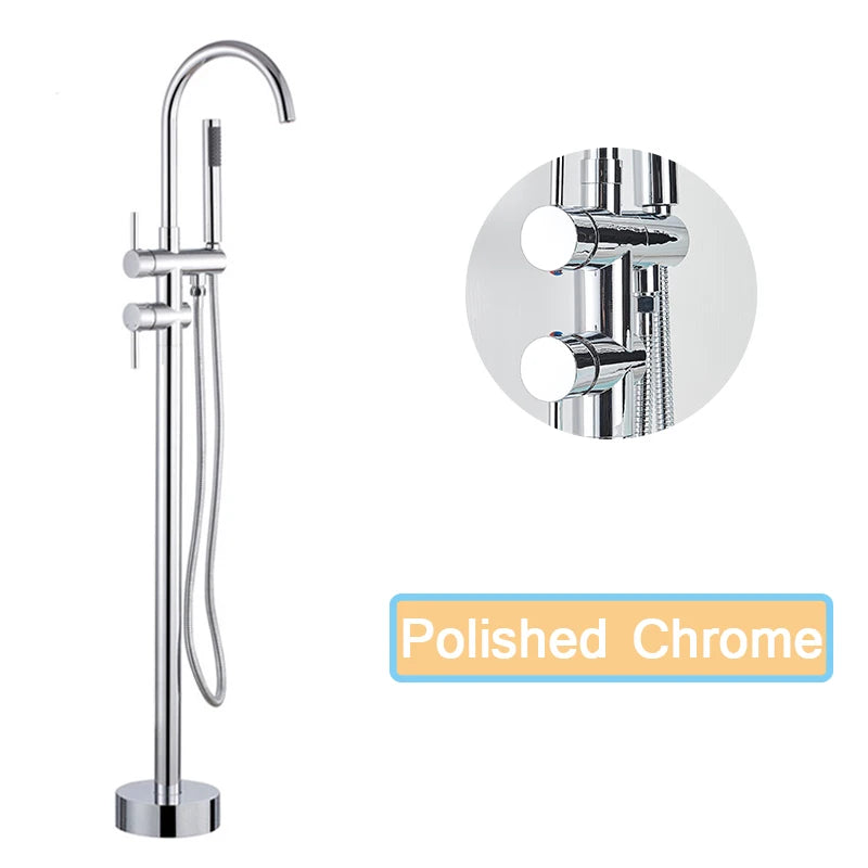 Rozin Floor Standing Bathtub Faucet Big Boss Brushed Finish