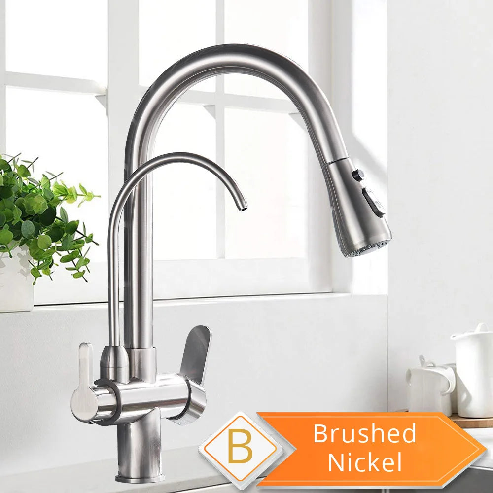Rozin Three Way Water Filter Kitchen Faucet With Sprayer