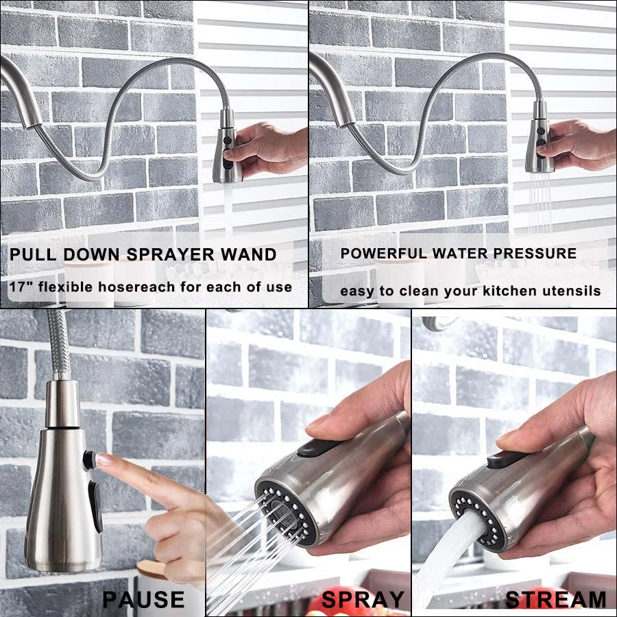 Rozin Three Way Water Filter Kitchen Faucet With Sprayer