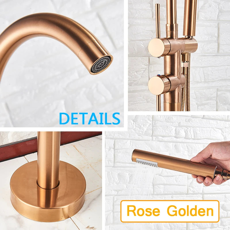Rozin Floor Standing Bathtub Faucet Big Boss Brushed Finish