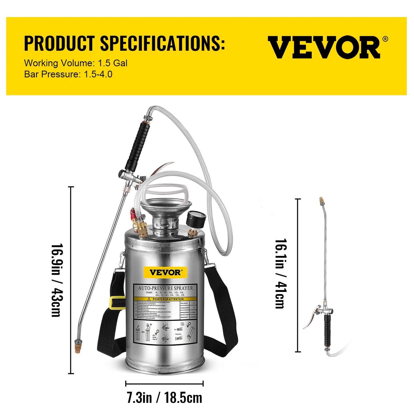 Hand Pump Sprayer Stainless Steel Atomizer For Garden Watering And Cleaning