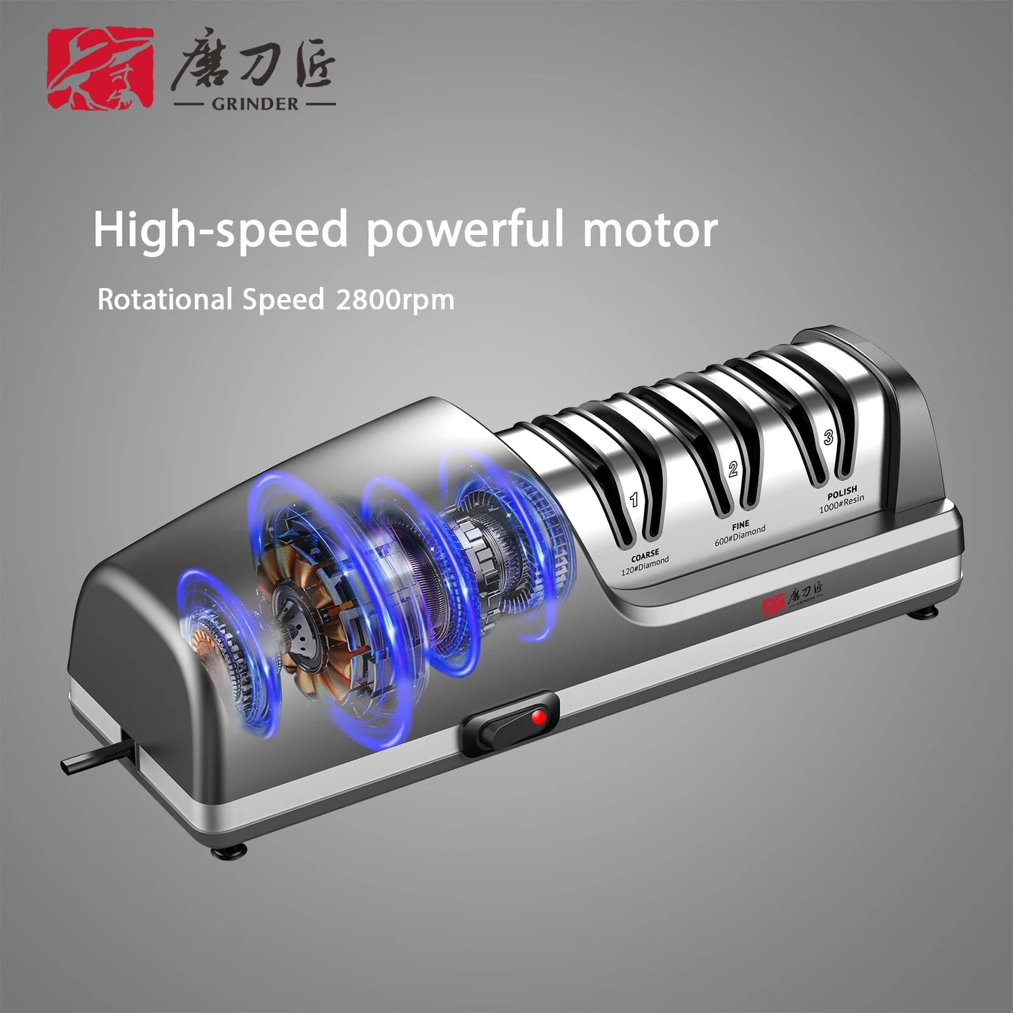 TAIDEACE Electric Knife Sharpener Three Speed Diamond Heads For All Knives