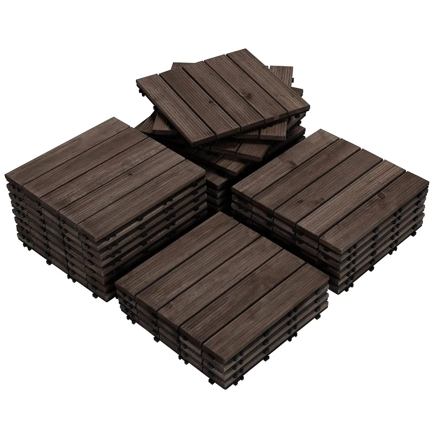 27PCS Interlocking Patio Deck Tiles Outdoor Flooring for Garden Poolside Fir Wood Indoor Natural Wood