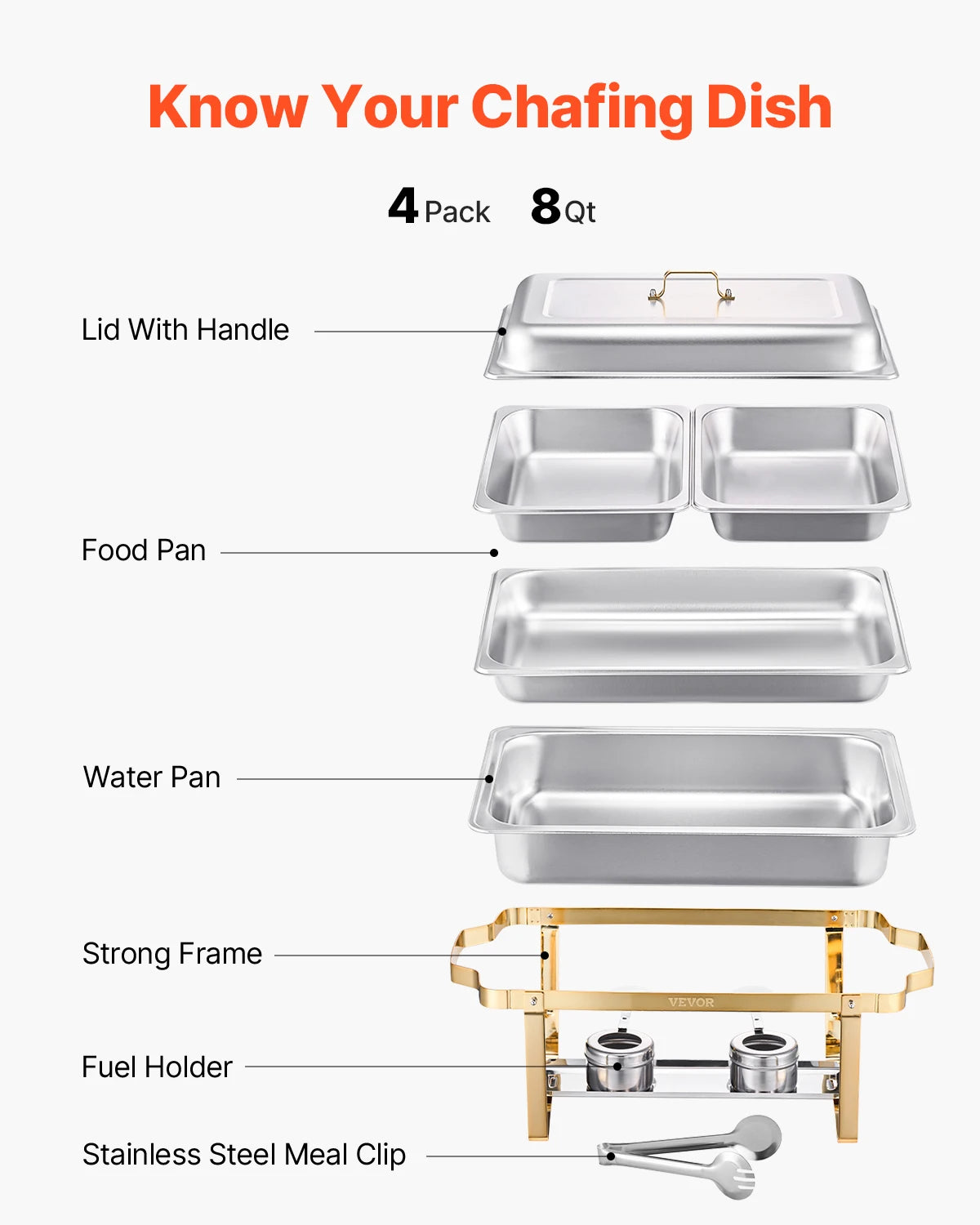 SucceBuy Stainless Steel Chafing Dish Buffet Set With Full And Half Pans