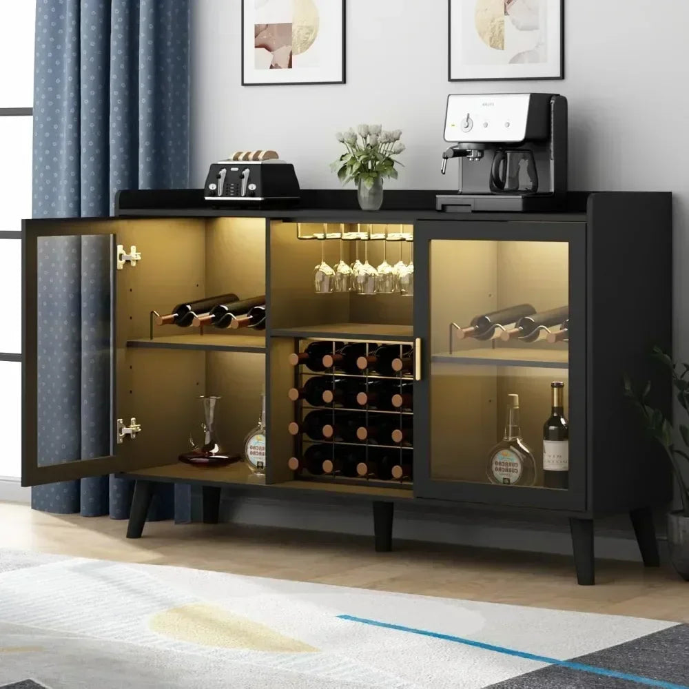 Guangbai Wine Bar Cabinet With Led Light And Glass Rack