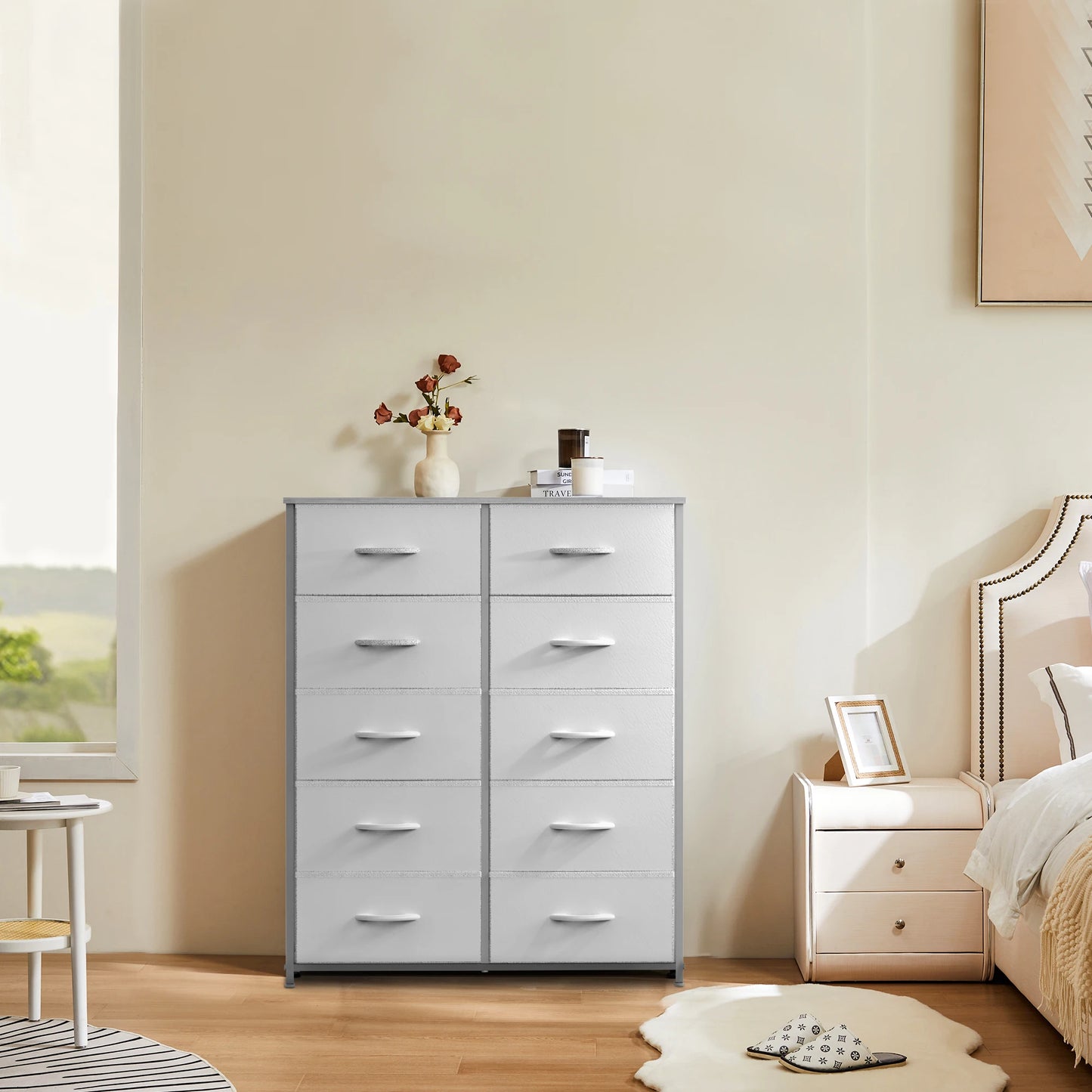 JHK Bedroom Wardrobe Chest With Fabric Drawers Storage Cabinet