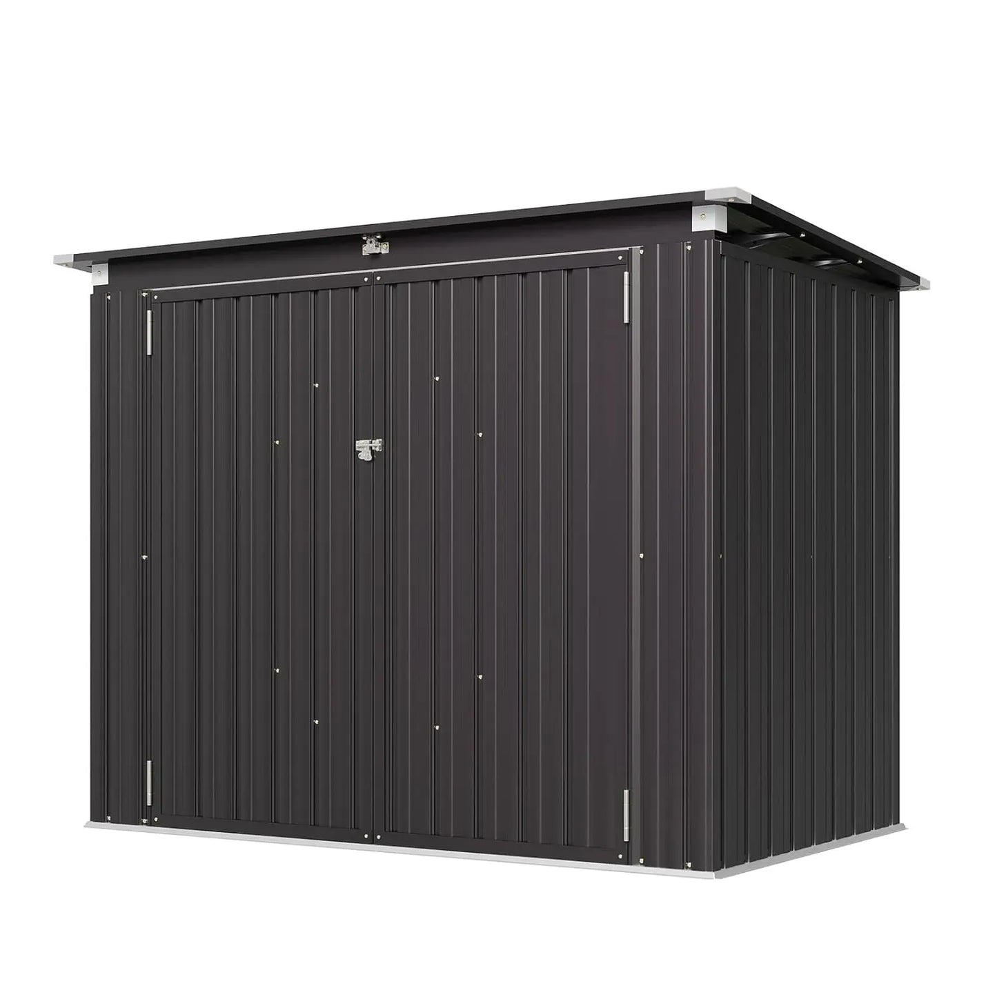 Metal Outdoor Storage Shed Chain Lid Waterproof Garbage Can Organizer For 2 Bins