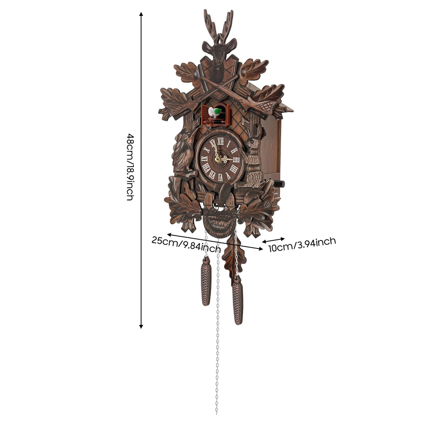 Hign-concerned Wooden Cuckoo Clock With Pendulum Chiming Quartz Movement