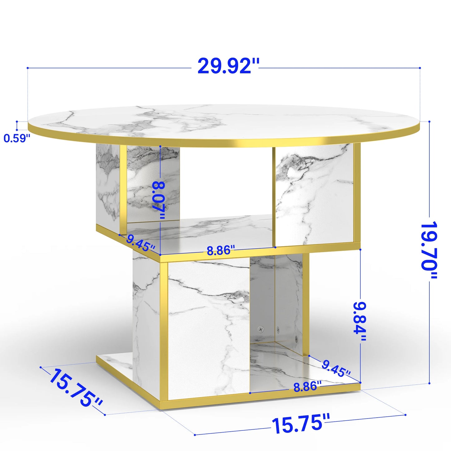 MERRONIX 3-Tier Round Coffee Table With Storage