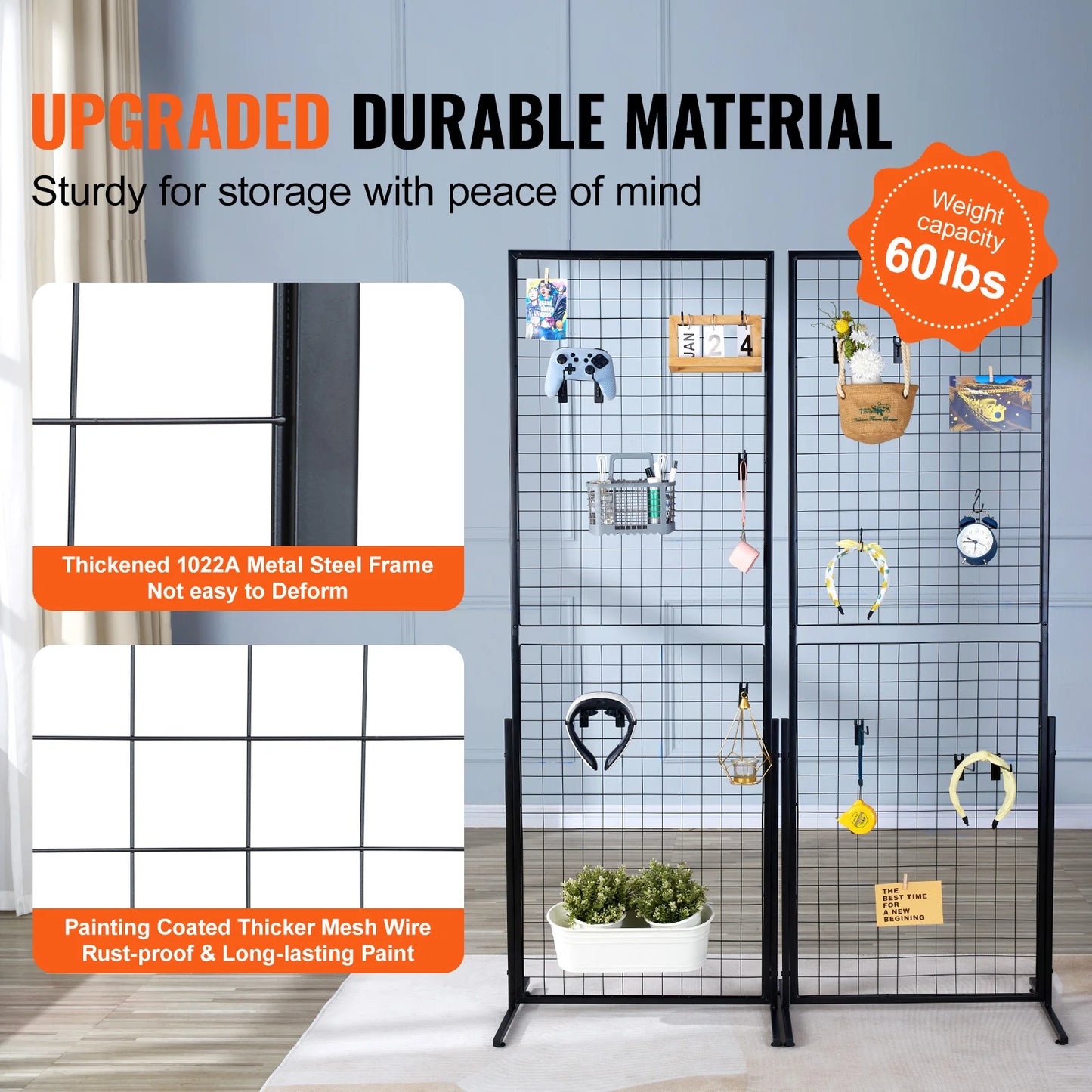 SucceBuy Grid Wall Panels Double Sided Gridwall Display Racks Hooks