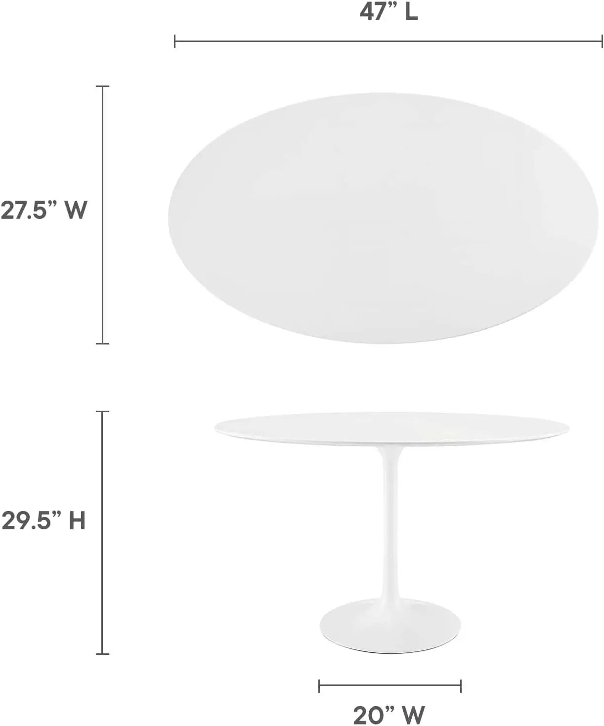 XMSJH Lippa Mid Century Modern Oval Dining Table Pedestal