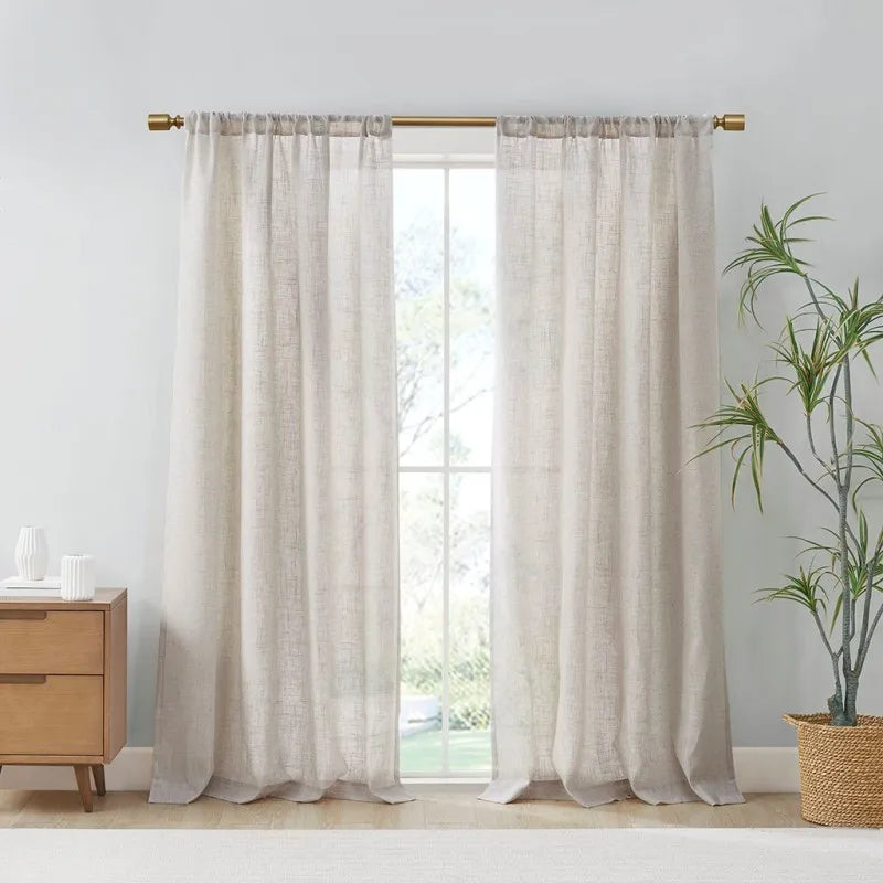 Hign Concerned Linen Blend Light Filtering Curtain Panels