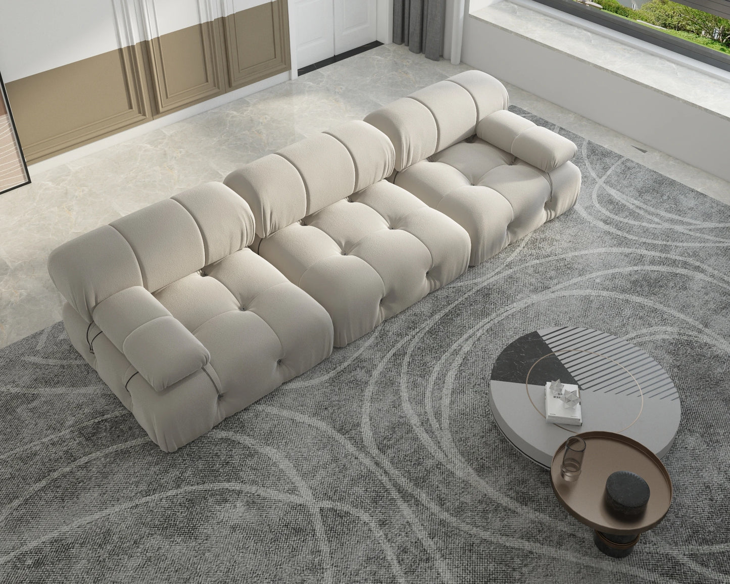 Sdorens Velvet Minimalist Modular Sectional Sofa Convertible for Living Room
