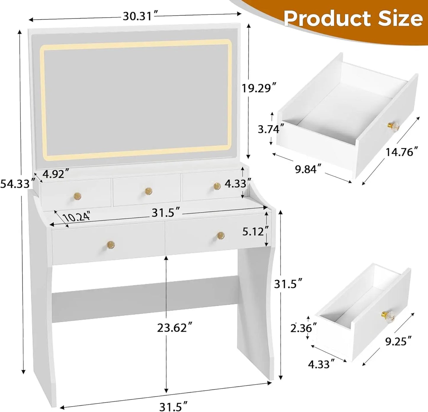 XMSJ Makeup Vanity Desk With Mirror And Lights