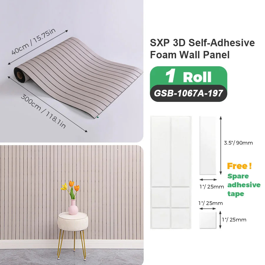 1 Roll Self-Adhesive Grid Wall Sticker SXP Wallpaper Sticker 15.75x118.11inch(12.91 Sq.Ft) Peel and Stick, Suitable for any room