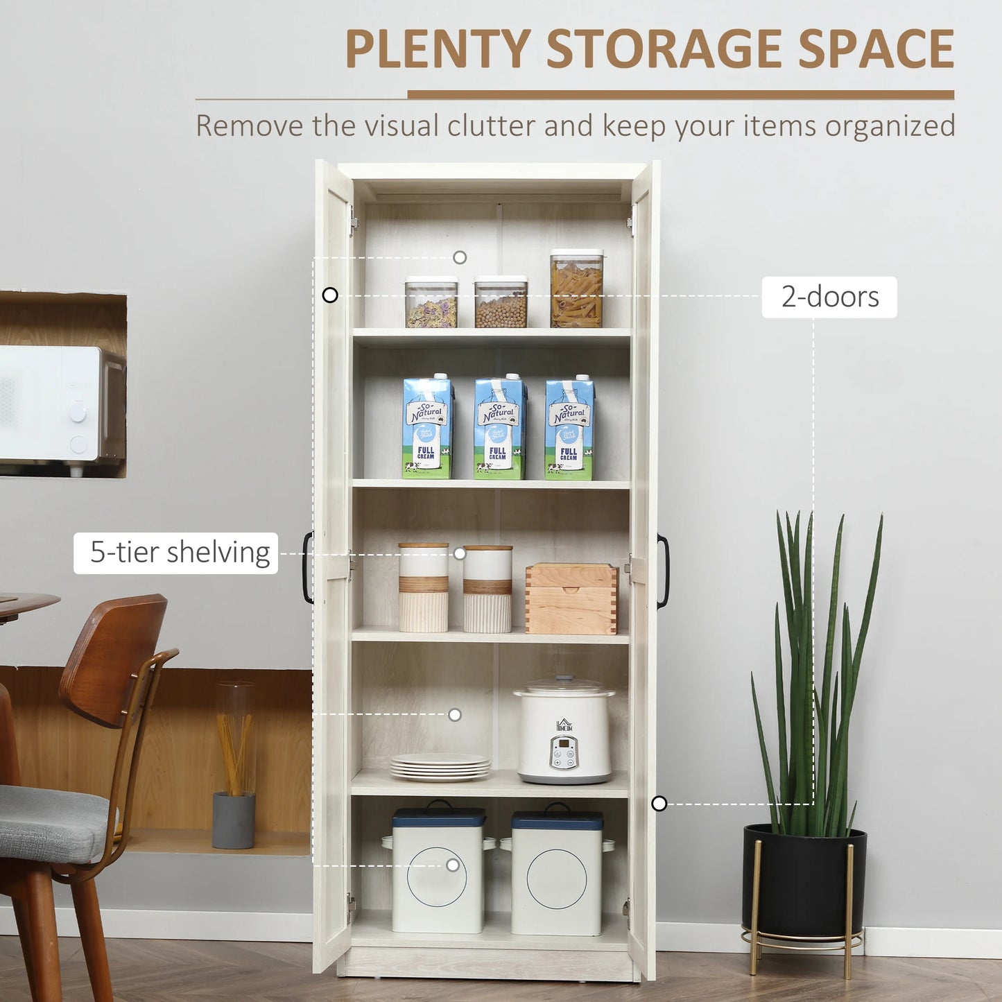 HOMCOM Rustic Kitchen Freestanding Cabinet Pantry Storage