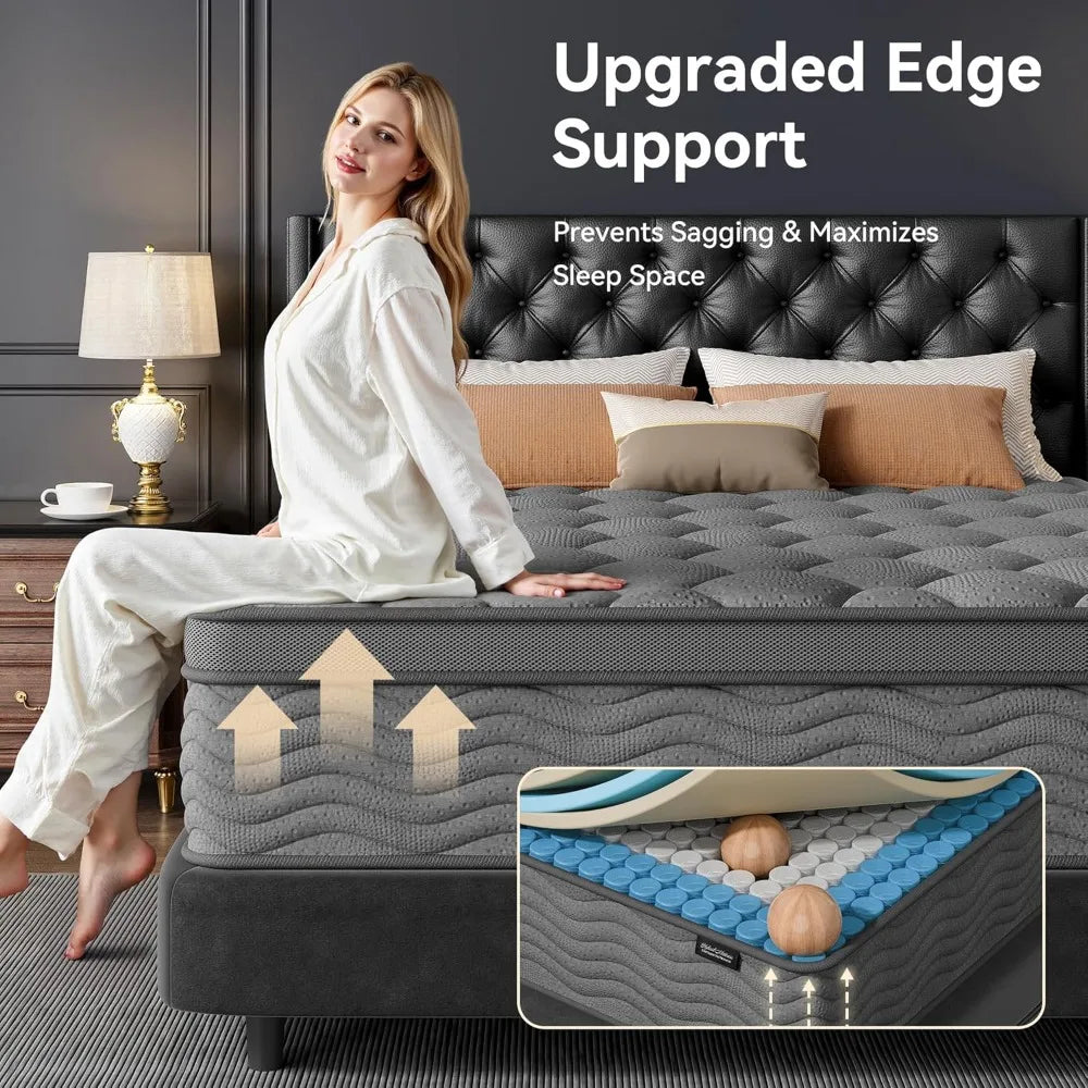 ZHUXIANG Hybrid Mattress Gel Memory Foam Pocket Coils Breathable Medium Firm