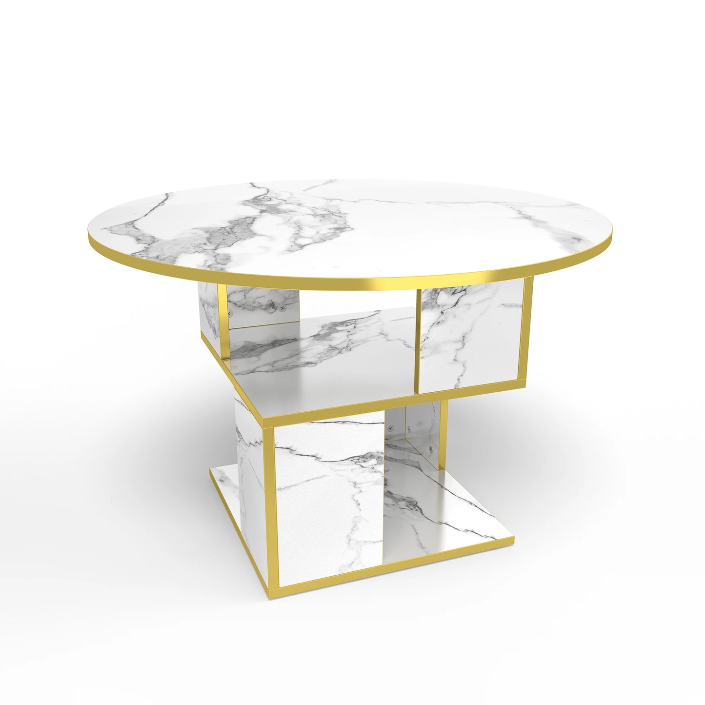 MERRONIX 3-Tier Round Coffee Table With Storage