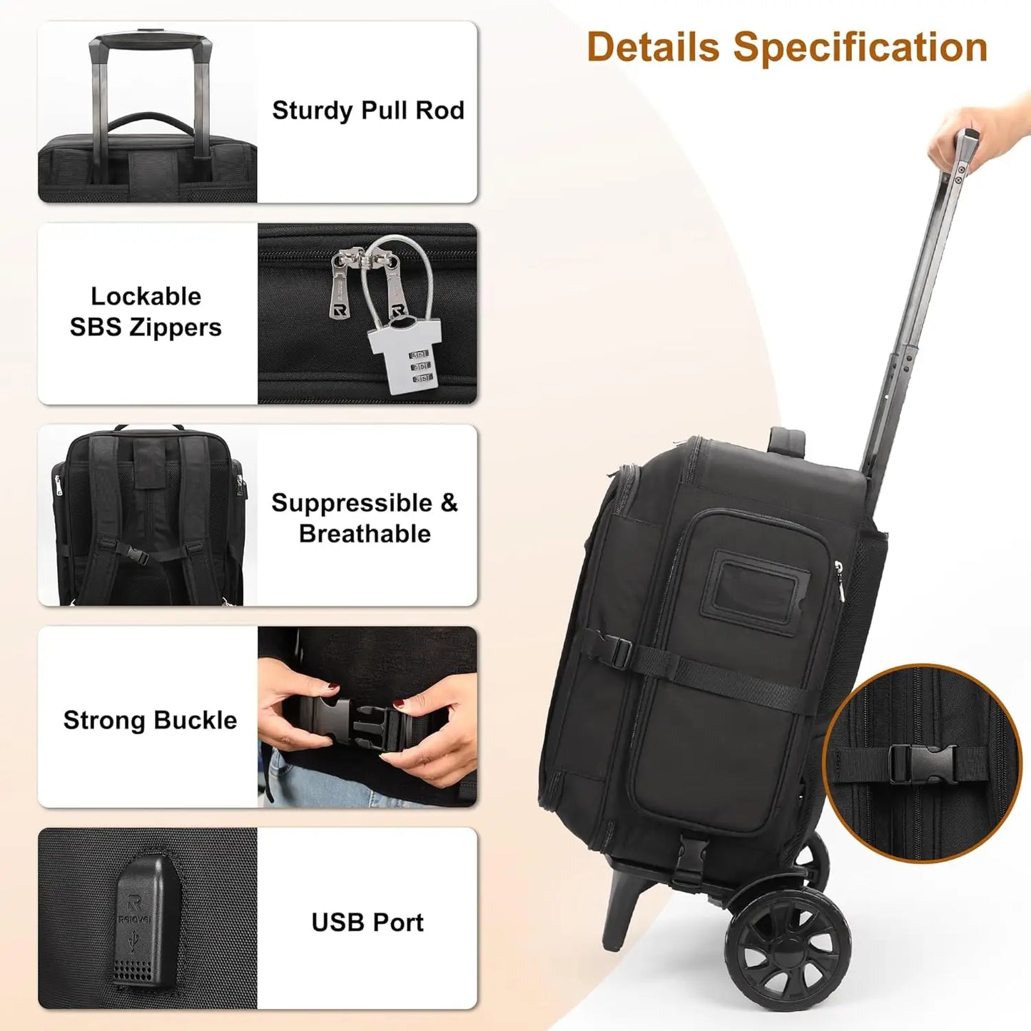 Rolling Makeup Case with 4 Small Makeup Bags, Large Make Up Travel Organizer with 2 big Wheels, Professional Lockable