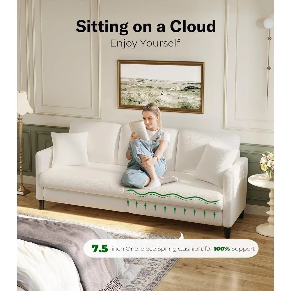 DAFIFY Modern Teddy Fleece Loveseat Sofa For Living Room