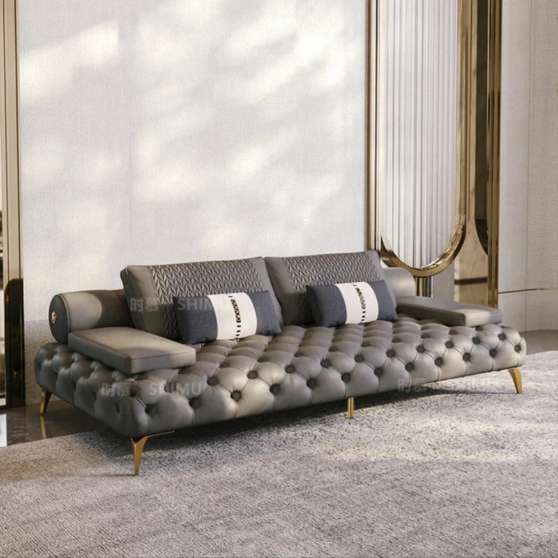 DUTRIEUXCN Italian Genuine Leather Sectional Sofa 3 Piece Set