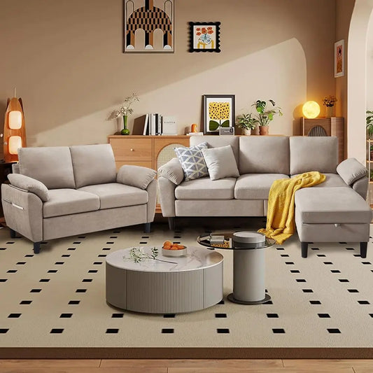DAFIFY Modern L-Shaped Couch with Reversible Chaise and Loveseat