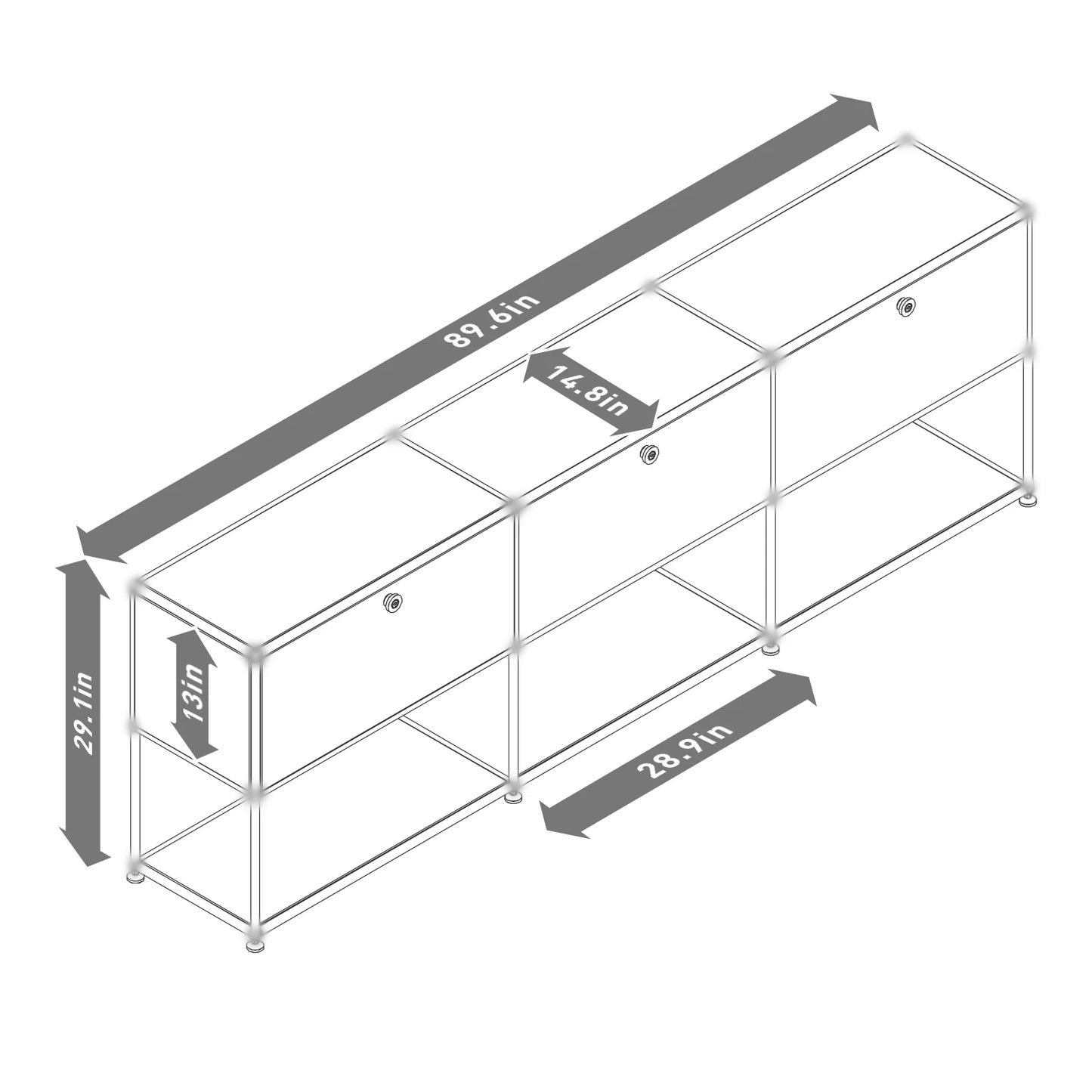 Storage Cabinet Storage Shelf Stainless Steel Metal Board Living Room Cabinet Sideboard Cabinet Modular Furniture-No Keys