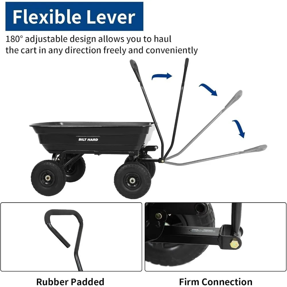 Dump Cart With 180 Degree Rotating Handle 600 Lbs Capacity