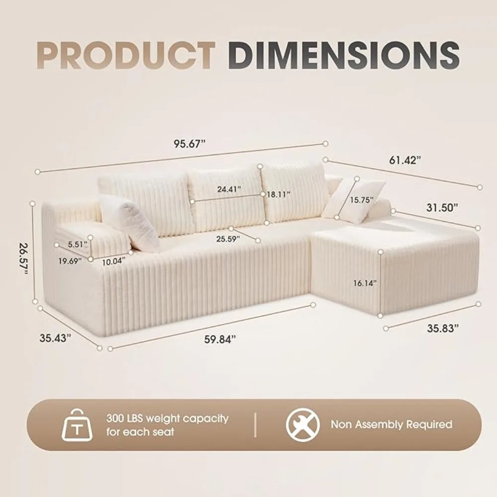 HUANZHUANG Modular Sectional Sofa L Shape Memory Foam