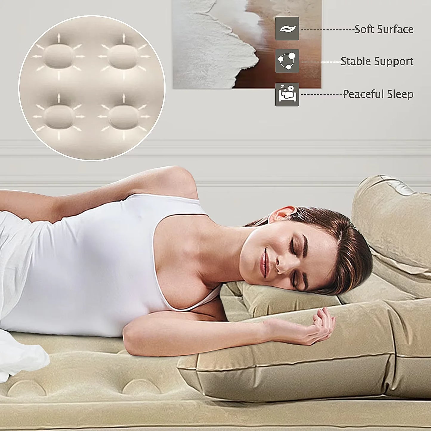 192x182x40cm Inflatable Mattress For Home And Outdoor Sleeping 1-2 Person Camping Air Cushion Portable Folding Sofa Mat