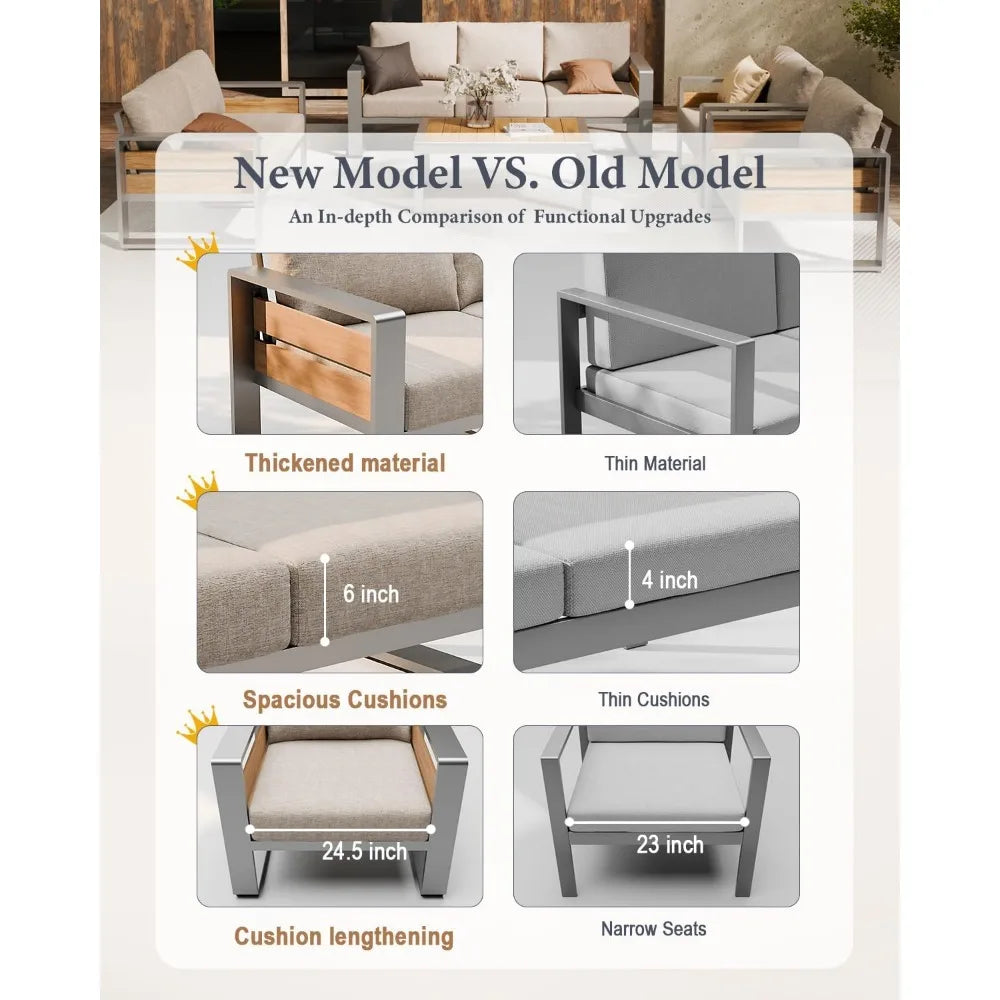 Angduo Aluminum Outdoor Patio Armchair Set Cushions