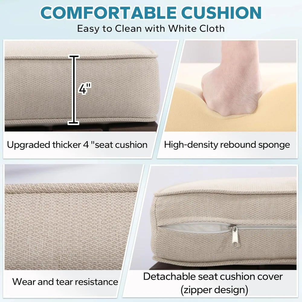 MKDK Patio Wood and PET Rope Sofa With Coffee Table