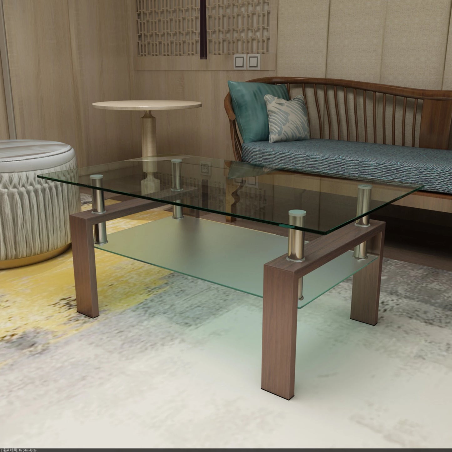 Rectangle Glass Coffee Table Modern Minimalist Living Room Furniture