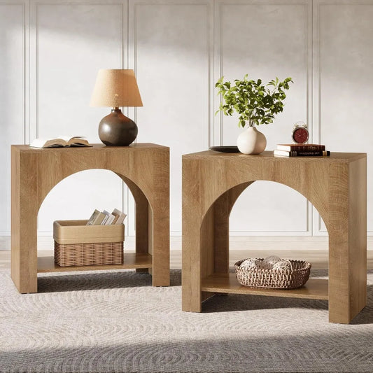 Nightstand with Storage, Large Bedside Table for Bedroom, Farmhouse Night Stand with Wooden Base, Wooden Side End Table for Bed