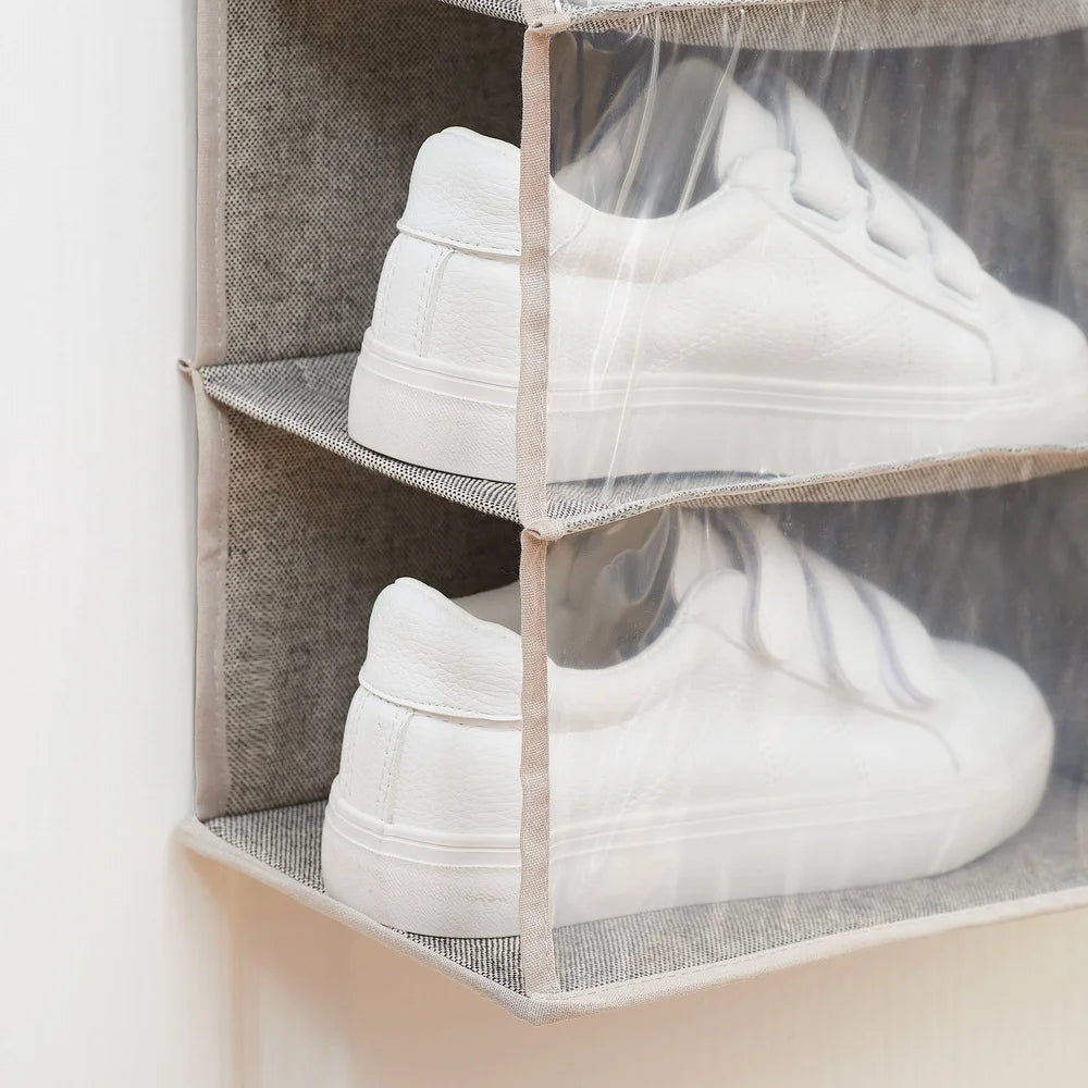 24-Shelf Over Door Closet Shoe Organizer Durable Polyester Hanging Storage Shoes Accessories Easy Identification Perfect Bedroom
