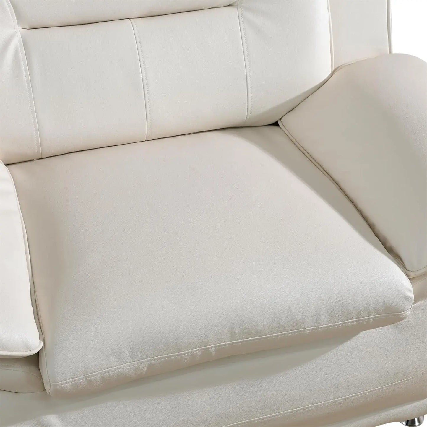 Leather Living Room Sofa Set With Metal Leg Supports