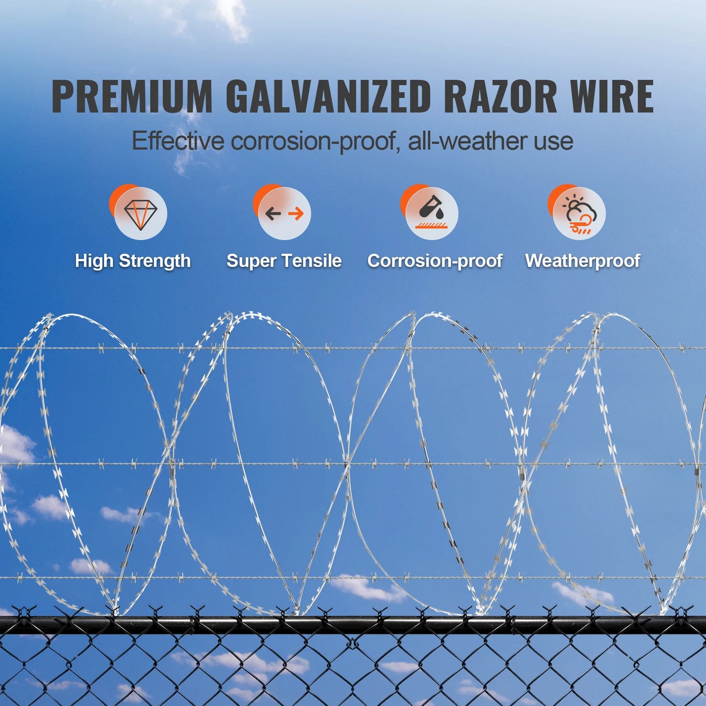 SucceBuy Galvanized Double Spiral Barbed Wire Fence Rolls for Garden