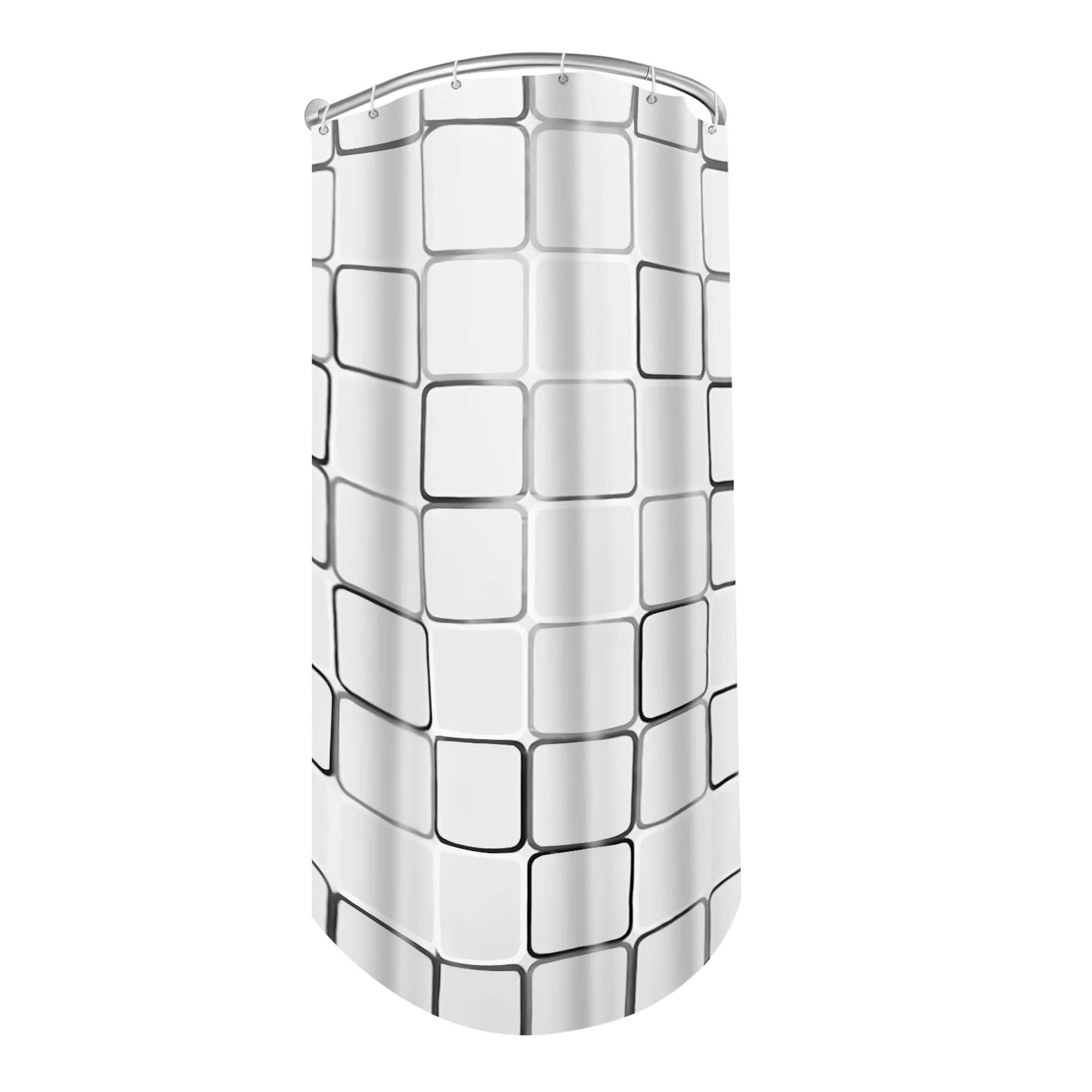 No Drilling Shower Curtain Rod L Shape with Curtain, Adjustable Rustproof Rail 0.9-1.3m/ 2.95-4.27ft, Stainless Steel