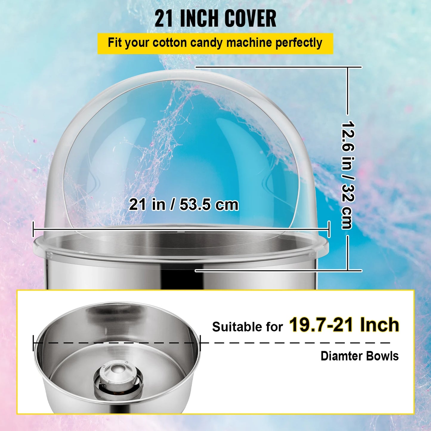 VEVOR Cotton Candy Machine Cover Bubble Shield Dome