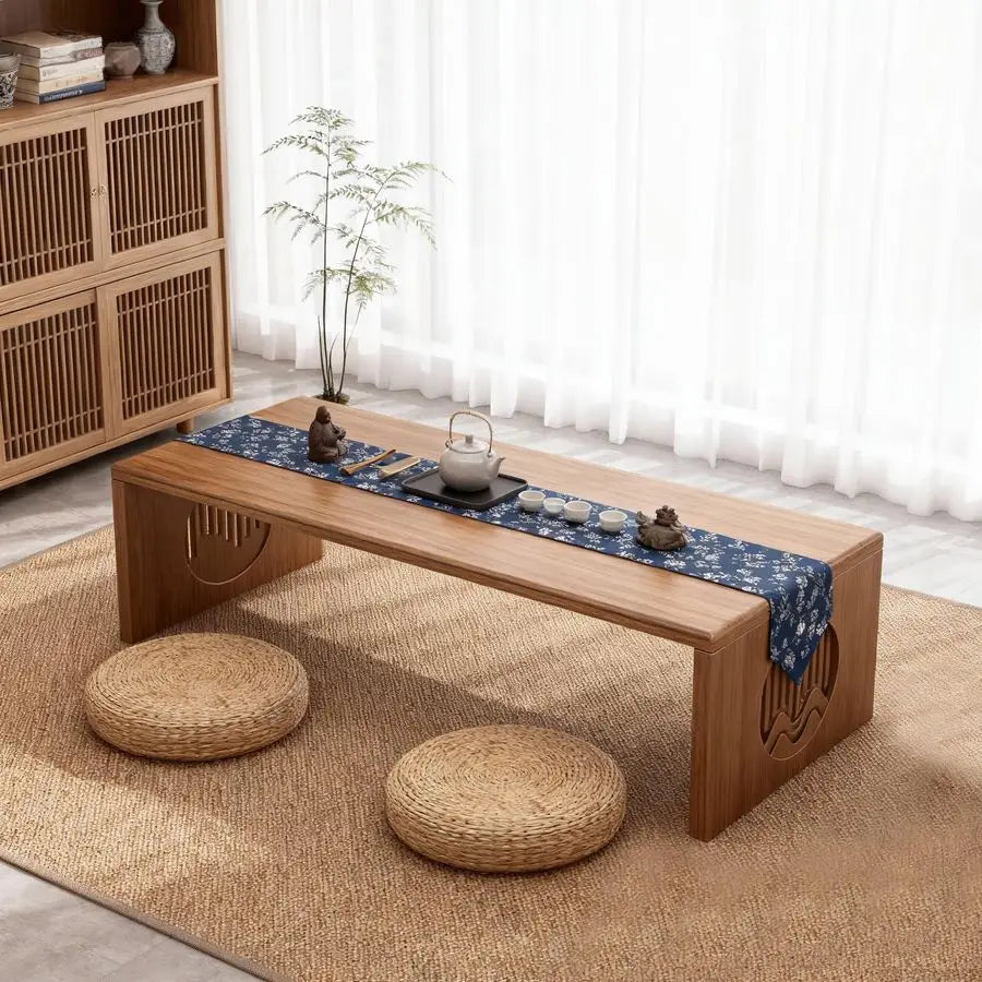 XMSJ Folding Bamboo Japanese Floor Table For Living Room